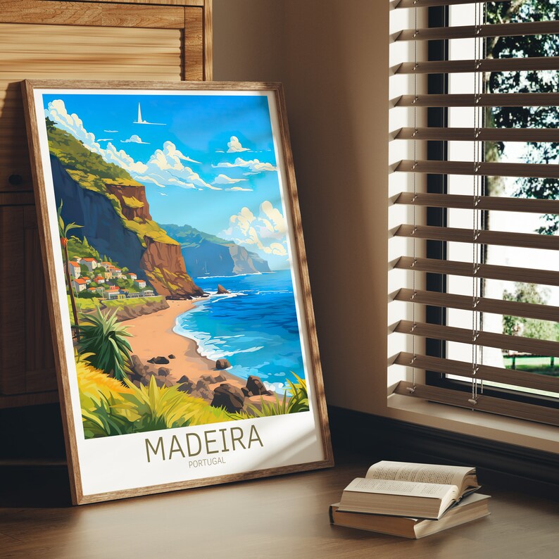 Madeira Reseposter Portugal Poster Madeira Vintage Poster Reseposter Madeira Retro Poster Madeira Resor Present Väggkonst Tryck bild 12