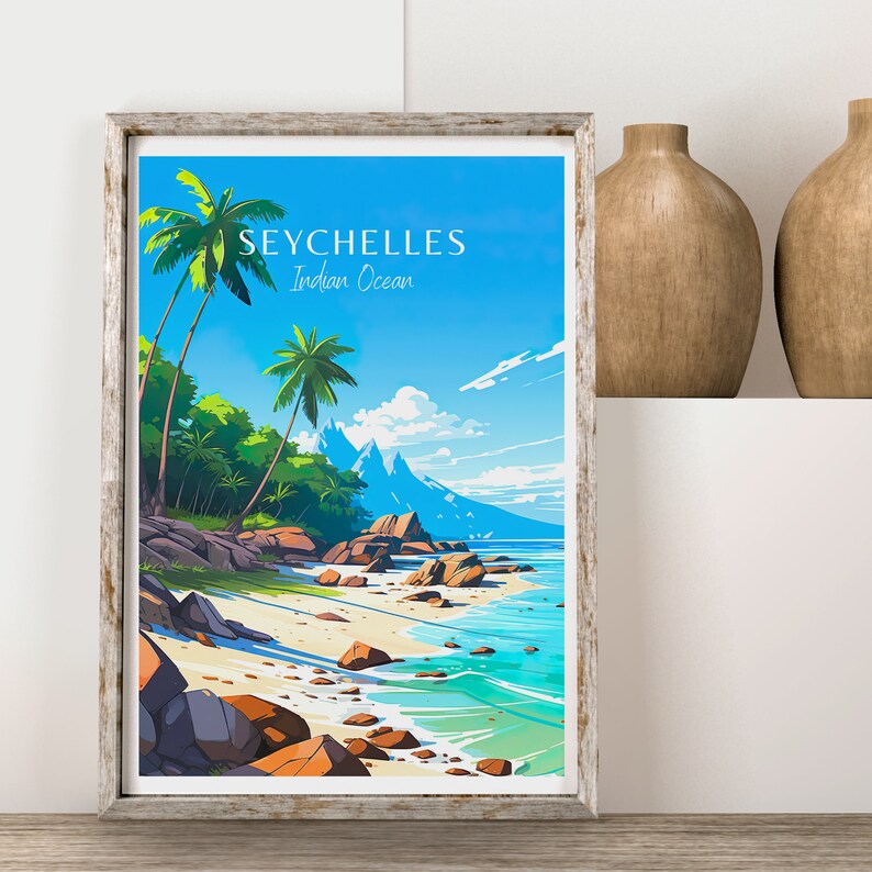 Seychelles Travel Poster East Africa Wall Art for Home Decor, the