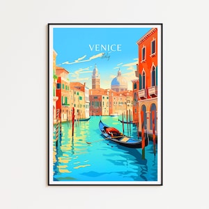 Póster de viaje de Venecia, póster de Italia, póster vintage de Venecia, póster de viaje, póster de Venecia, póster retro, regalo de viaje de Venecia, Italia