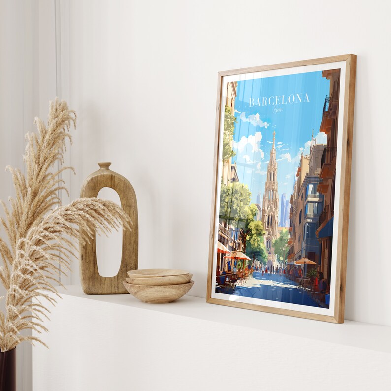 Barcelona Travel Poster Barcelona Poster Spain Wall Art for Home Decor