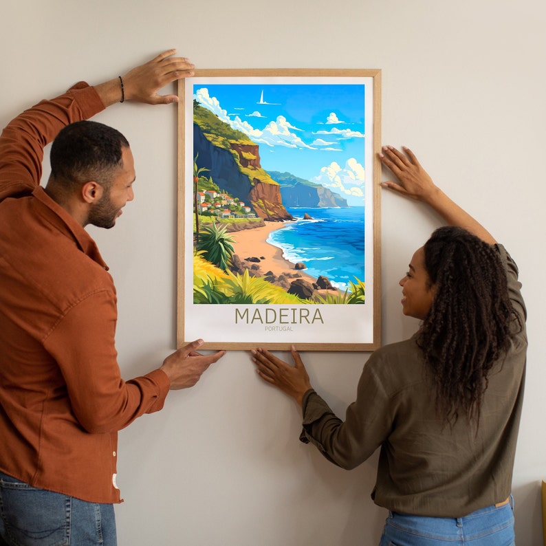 Madeira Reseposter Portugal Poster Madeira Vintage Poster Reseposter Madeira Retro Poster Madeira Resor Present Väggkonst Tryck bild 10