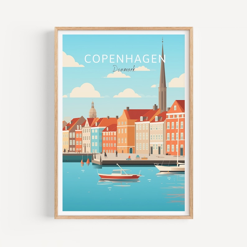 Copenhagen Travel Poster Denmark Wall Art for Home Decor, the Perfect