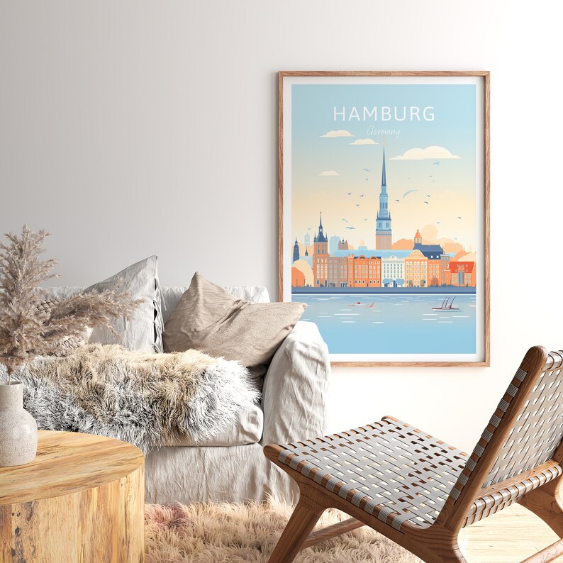Hamburg Travel Poster Germany Wall Art for Home Decor, the Perfect Gift