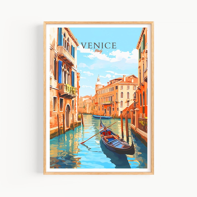 Póster de Venecia, póster de Italia, póster vintage de Venecia, póster de viaje, póster de Venecia, póster retro, regalo de viaje de Venecia, Italia. imagen 2