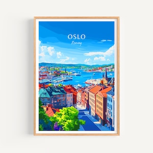Póster de viaje de Oslo - Arte mural de Noruega, el regalo perfecto y un recuerdo de viaje duradero | Impresión de arte Imprimir