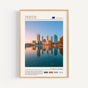 Poster di Perth - Arte murale Australia, il regalo perfetto e un ricordo di viaggio duraturo | Stampa artistica da parete con paesaggio urbano