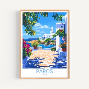 Poster di viaggio di Paros - Decorazione da parete Grecia, il regalo perfetto e un ricordo di viaggio duraturo | Stampa di stampa artistica