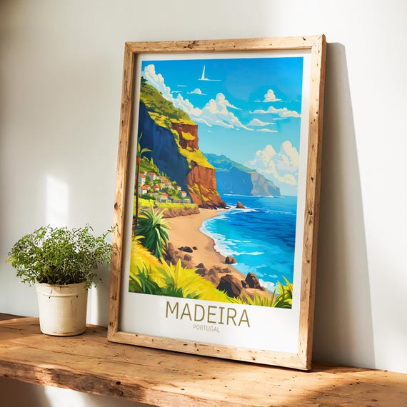 Madeira Reiseposter Portugal Poster Madeira Vintage Poster Travel Poster Madeira Retro Poster Madeira Reise Geschenk Wandkunst Druck