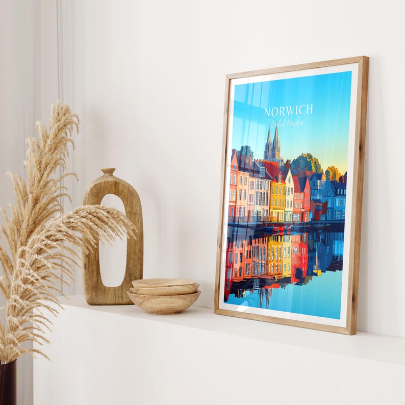 Norwich Travel Poster England Wall Art, the Perfect Gift and a Lasting