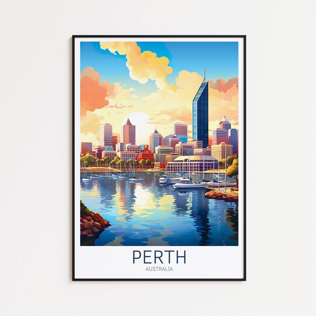 Perth Travel Poster Australia Wall Art for Home Decor, the Perfect Gift ...