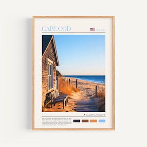 Affiche Cape Cod - Art mural USA, le cadeau parfait et un souvenir de voyage durable | Décoration murale imprimée d'art de voyage