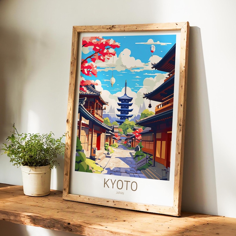 Beautiful kyoto poster, decorative kyoto print and elegant japan wall art decor – the perfect asia travel gift for him and her