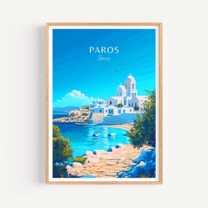 Poster di viaggio di Paros - Decorazione da parete Grecia, il regalo perfetto e un ricordo di viaggio duraturo | Stampa di stampa artistica