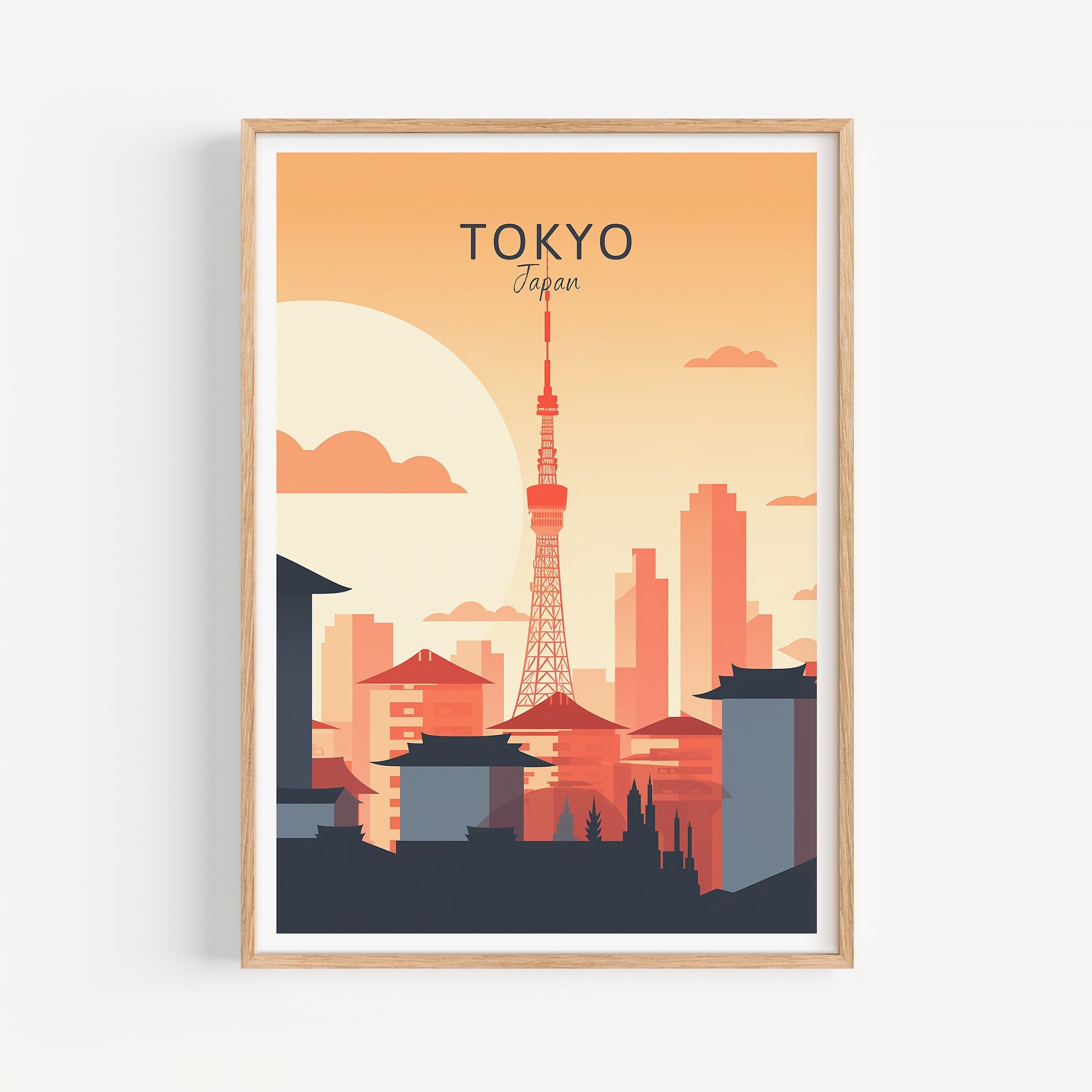 Affiche de voyage de Tokyo - Art mural japonais pour la décoration intérieure, le cadeau parfait et un souvenir de voyage durable | Impression d'art Imprimer