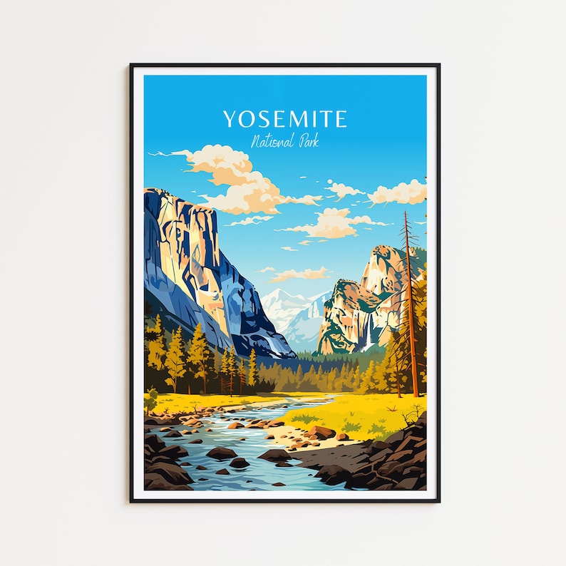 Yosemite Travel Poster National Park Wall Art for Home Decor, the