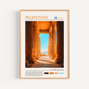 Poster del Peloponneso - Arte murale della Grecia, il regalo perfetto e un ricordo di viaggio duraturo | Stampa artistica da parete con paesaggio urbano