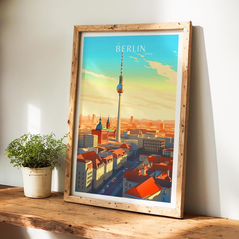 Beautiful berlin poster, decorative berlin print and elegant germany wall art decor – the perfect travel gift for him and her