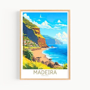 Madeira Reseposter Portugal Poster Madeira Vintage Poster Reseposter Madeira Retro Poster Madeira Resor Present Väggkonst Tryck bild 2