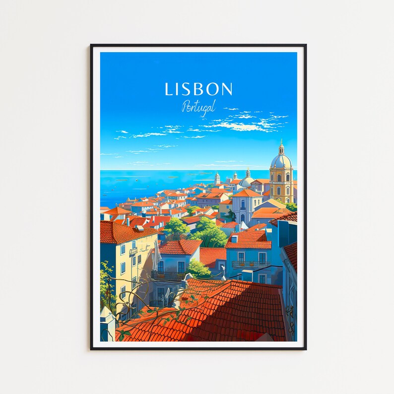 Beautiful lisbon poster, decorative lisbon print and elegant portugal wall art decor – the perfect travel gift for him and her
