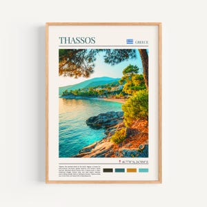 Poster Thassos - Arte murale greca, il regalo perfetto e un ricordo di viaggio duraturo | Stampa artistica da parete con paesaggio urbano