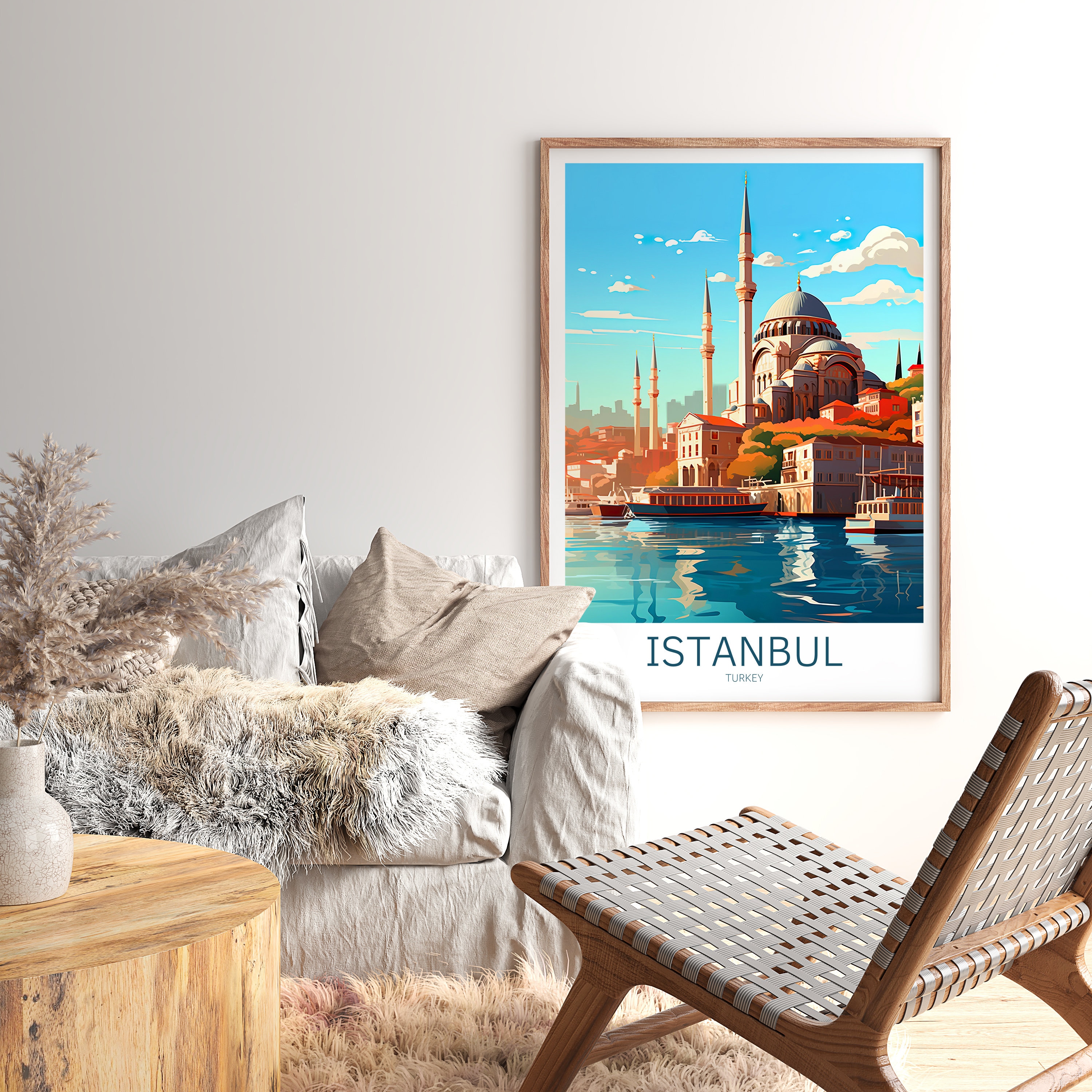 Affiche Décorative Vintage Istanbul - Impression Rétro Voyage Turquie - Pour Salon, Bureau, Chambre