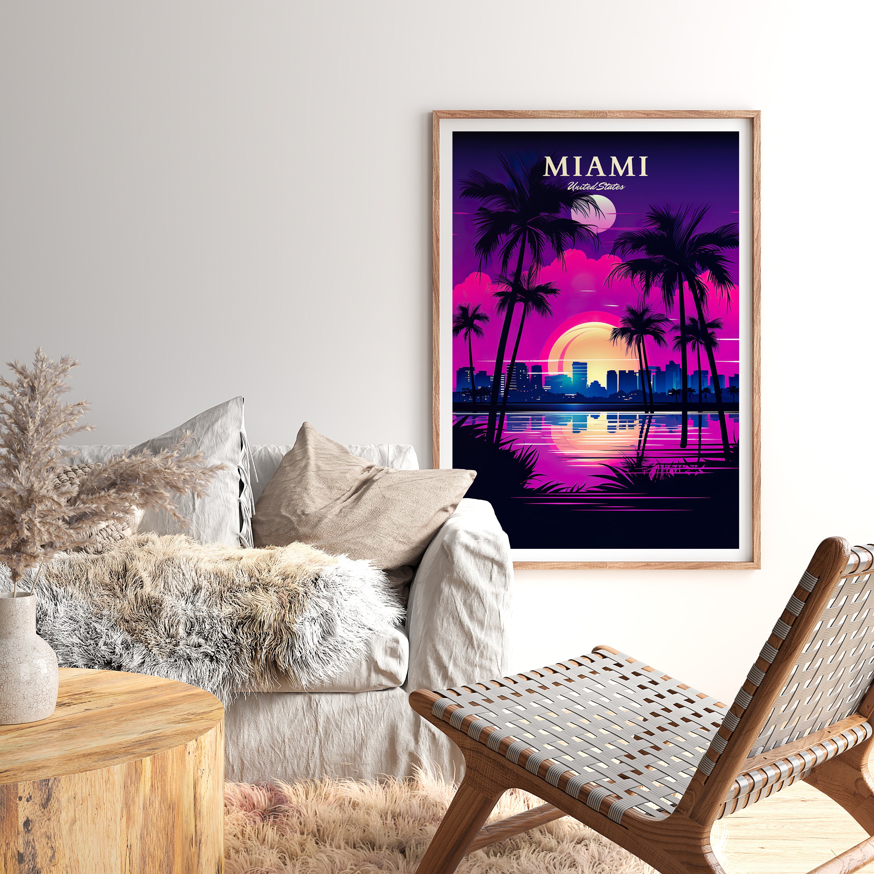 Miami Tree Posters Examples Miami Travel Poster - Miami Poster, Palm Trees Poster, Travel Poster ...