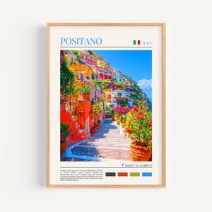 Poster Positano - Arte murale italiana, il regalo perfetto e un ricordo di viaggio duraturo | Stampa artistica da parete con paesaggio urbano
