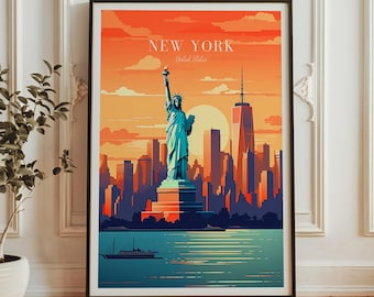 New York travel poster - USA wall art for home decor, the perfect gift and a lasting travel memory | Art Print Print