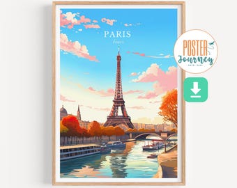 Pôster de Paris - Arte de parede da França para decoração de casa, o presente perfeito e uma lembrança duradoura | Download digital de impressão de arte