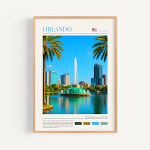 Poster di Orlando - USA Wall Art, il regalo perfetto e un ricordo di viaggio duraturo | Stampa artistica da parete con paesaggio urbano della Florida