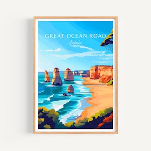 Póster de Great Ocean Road - Arte mural de Australia, el regalo perfecto y un recuerdo de viaje duradero | Póster de viaje con impresión artística para decoración de pared