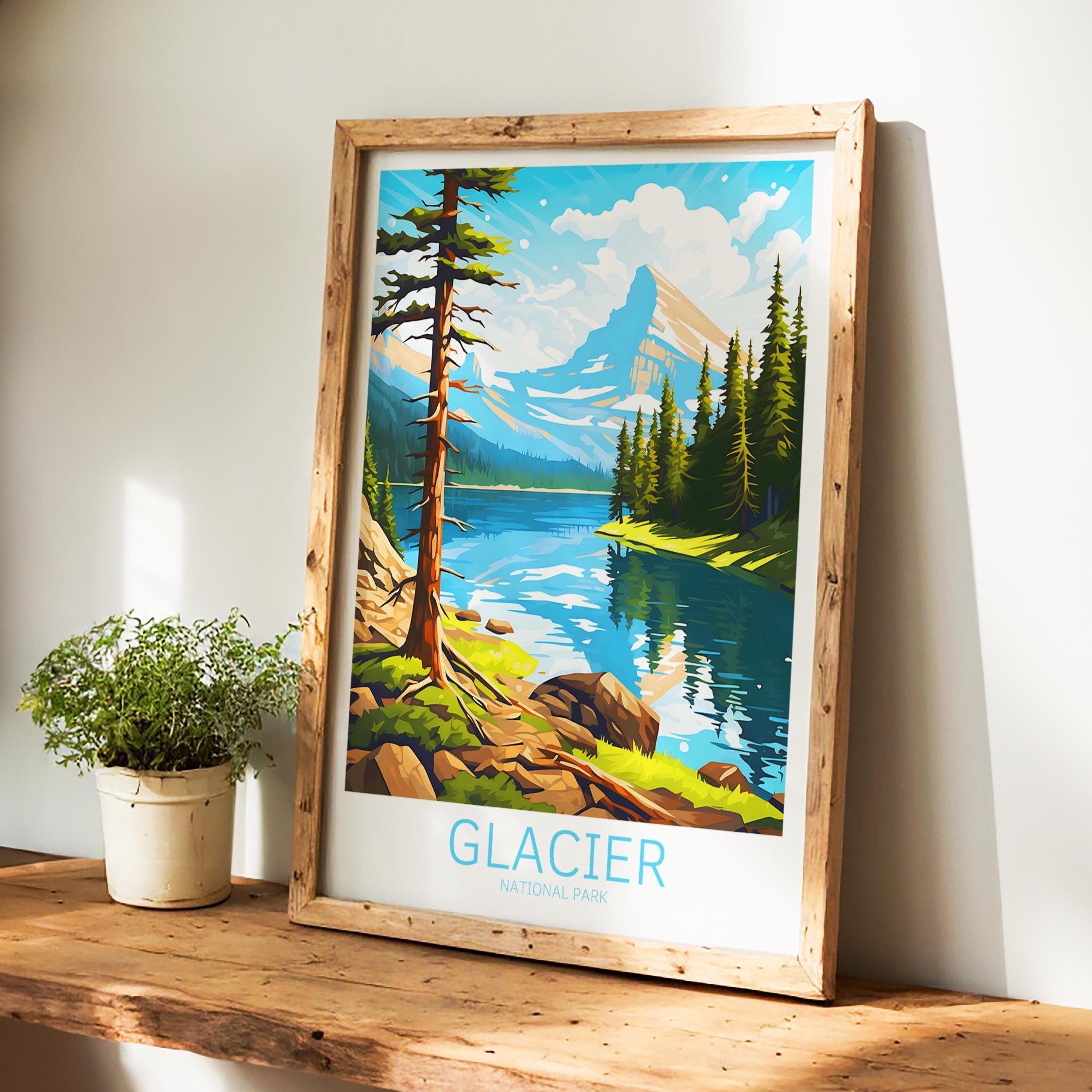 Affiche du parc national des Glaciers, Parc national des Glaciers, Impression d'art du parc national, Affiche Glacier, Décoration murale Glacier, Impr