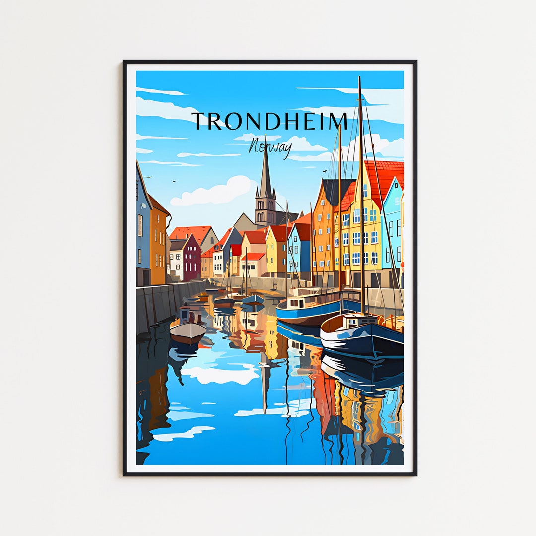 Trondheim Travel Poster Norway Wall Art for Home Decor, the Perfect