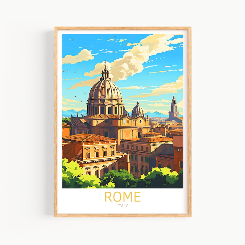 Rome Poster Italy Poster Rome Vintage Poster Travel Poster Rome Retro Poster Rome Travel Gift Wall Art Print image 2