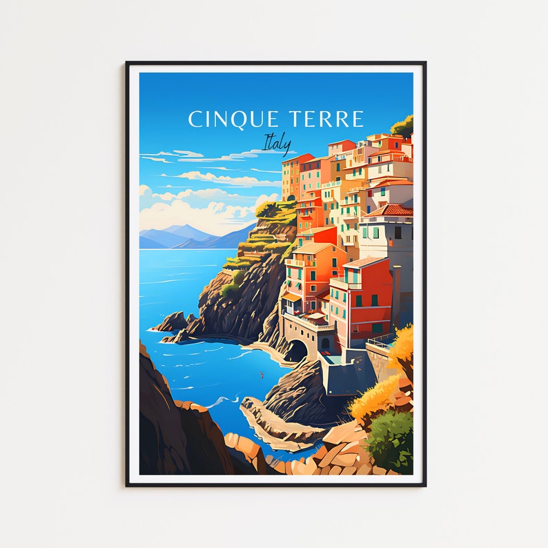 Beautiful Cinque Terre poster, stylish Cinque Terre print and elegant Italy wall art decor – the perfect travel gift for him and her