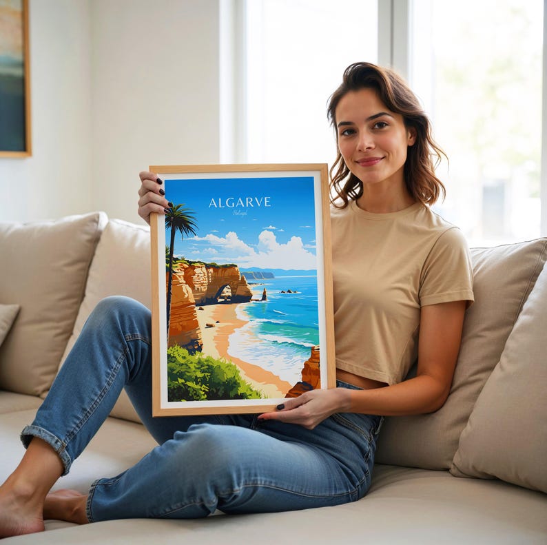 Póster del Algarve Póster de Portugal Póster vintage del Algarve Póster de viaje Póster retro del Algarve Regalo de viaje del Algarve Lámina decorativa para pared imagen 5