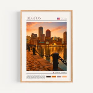 Boston Poster – USA Wall Art, the Perfect Gift and a Lasting Travel Memory | Cityscape Travel Art Print Wall Decor, Boston Cityscape