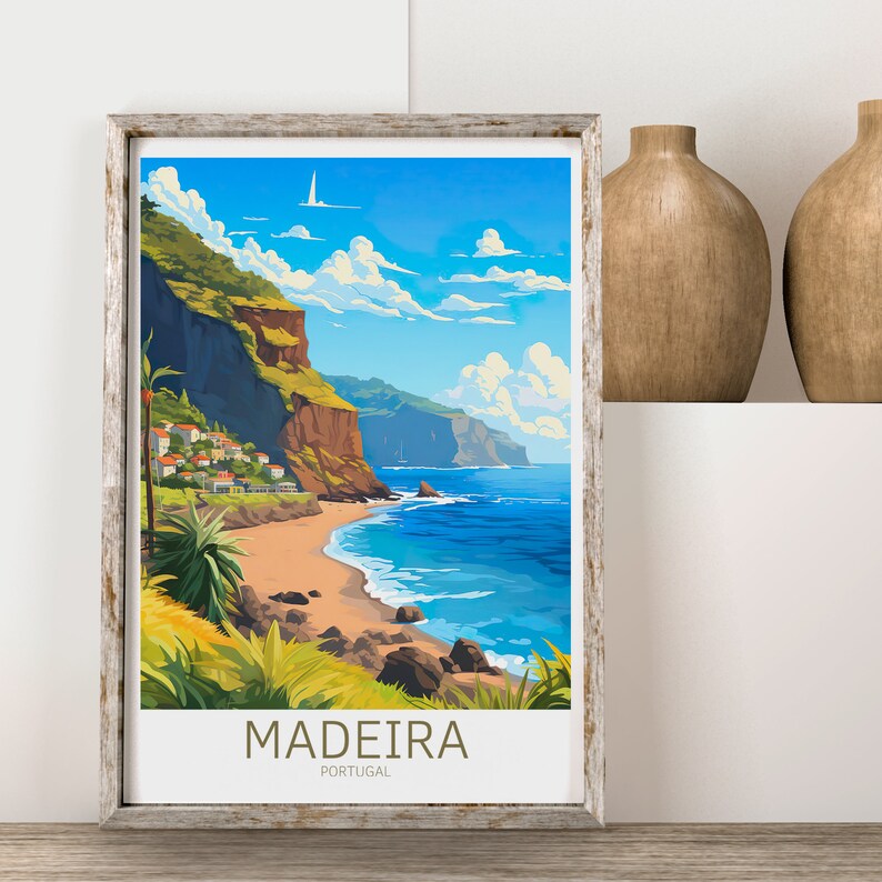 Madeira Reseposter Portugal Poster Madeira Vintage Poster Reseposter Madeira Retro Poster Madeira Resor Present Väggkonst Tryck bild 13