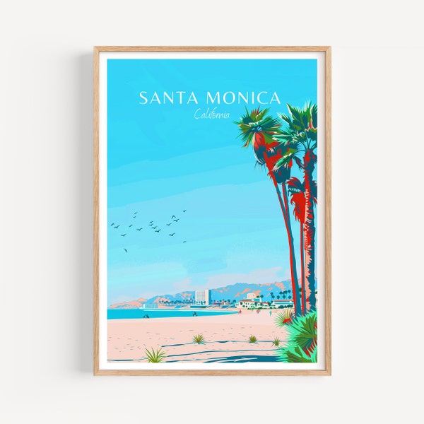 Santa Monica Reiseposter - Californien Wandkunst für Home Dekor, das perfekte Geschenk und eine bleibende Reise Erinnerung | Kunst Druck