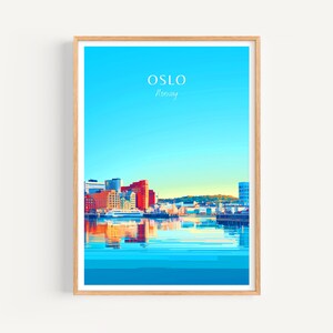 Póster de viaje de Oslo - Arte mural de Noruega, el regalo perfecto y un recuerdo de viaje duradero | Impresión de arte Imprimir
