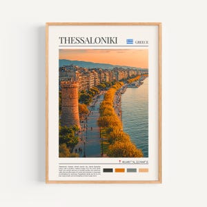 Poster di Salonicco - Arte murale della Grecia, il regalo perfetto e un ricordo di viaggio duraturo | Stampa artistica di viaggio con paesaggio urbano