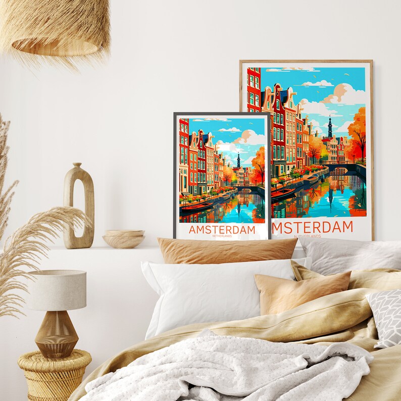 Amsterdam Travel Poster - Amsterdam Poster - Netherlands Wall Art for ...