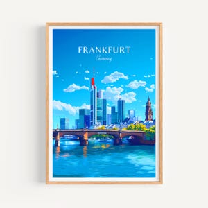 Póster de viaje de Frankfurt: arte mural de Alemania para la decoración del hogar, el regalo perfecto y un recuerdo imborrable | Impresión artística