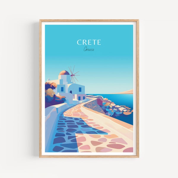 Kreta Reiseposter - Griechenland Wandkunst, das perfekte Geschenk und eine bleibende Reise Erinnerung | Kunst Druck Print