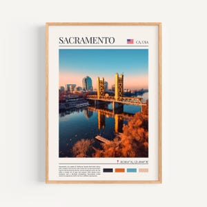 Sacramento Poster – USA Wall Art, the perfect gift and a lasting travel memory | California Cityscape Travel Art Print, Sacramento Cityscape