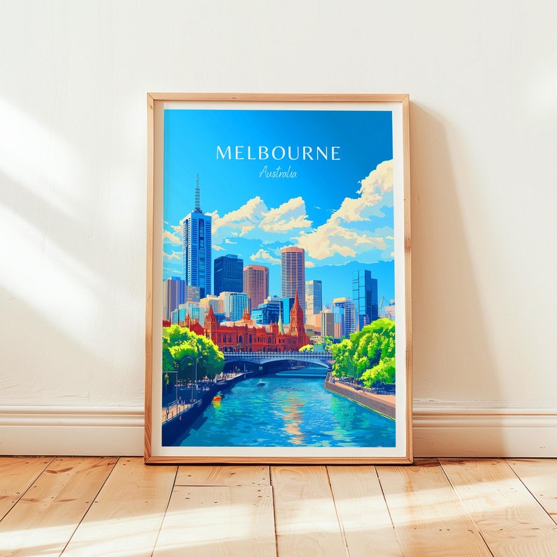 Melbourne Travel Poster Australia Wall Art, the Perfect Gift and a