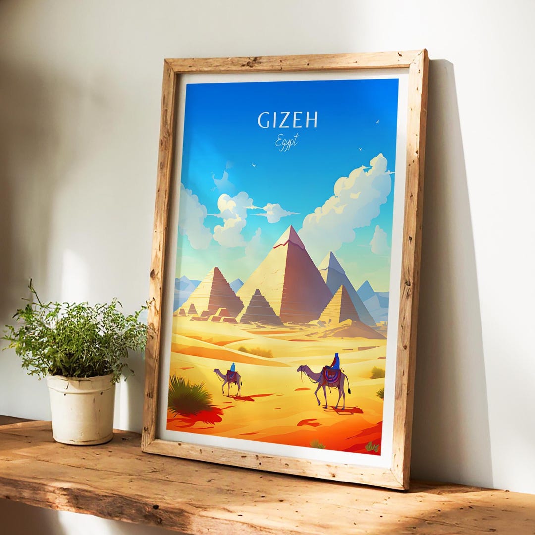 Pyramids of Giza Travel Poster - Egypt Wall Art for Home Decor, the ...
