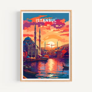 Istanbul travel poster Türkiye poster Istanbul vintage poster Travel poster Istanbul retro poster Istanbul travel gift Türkiye