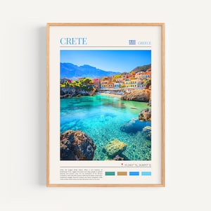 Poster di Creta - Arte murale greca, il regalo perfetto e un ricordo di viaggio duraturo | Stampa artistica di viaggio con paesaggio urbano, decorazione da parete