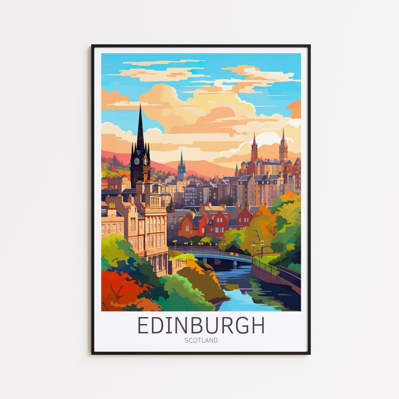 Edinburgh Travel Poster Scotland Wall Art, the Perfect Gift and a